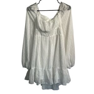 Shein white long-sleeve Swiss dot dress - size Medium